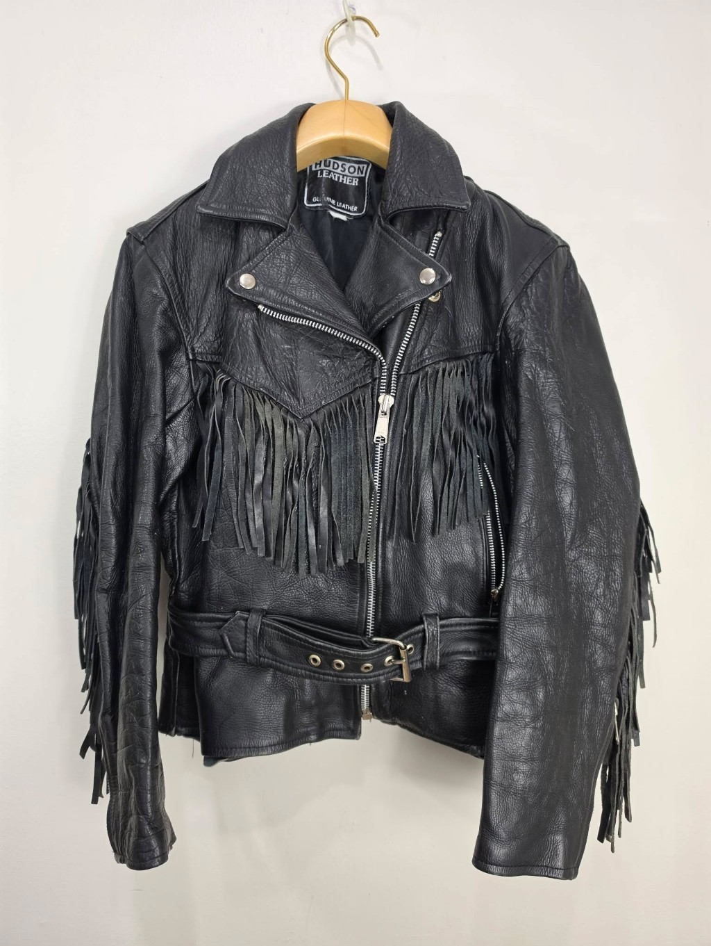 Vintage Hudson Leather Fringe Leather Western Jacket Womens M